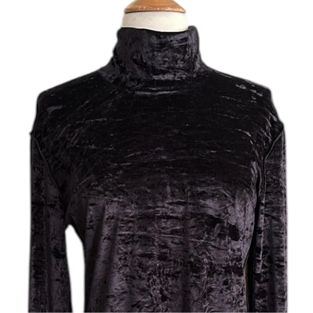 BOGNER Black Crushed Velvet Turtleneck Top Y2K Gothic Après Ski Performance 14 - Picture 4 of 16